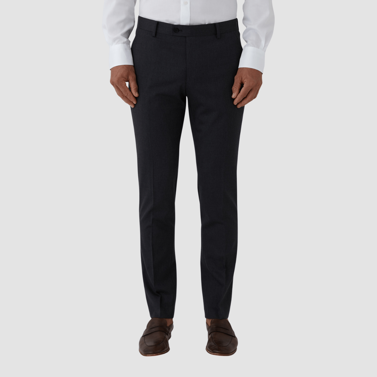 Joe Black slim fit cavalry sports trousers in charcoal wool stretch