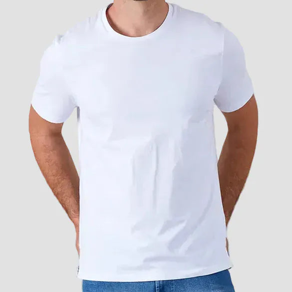 Pure cotton white Sorrento tee by Rembrandt with an original fit that sits naturally on the body.