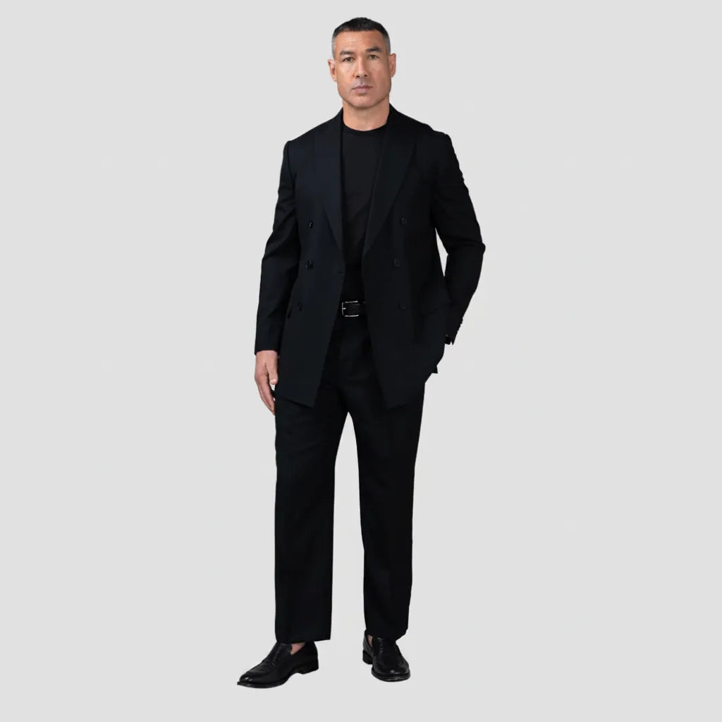 Rembrandt Doppio Double Breasted Suit in Jet Black