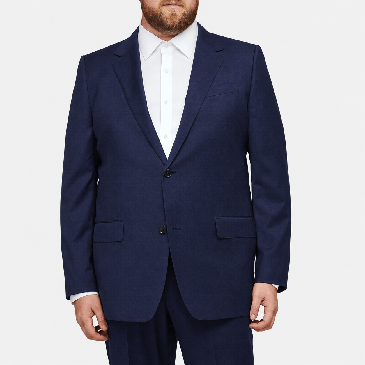 Savile Row Maximus Bigman Fit Navy Suit—classic style, wool‑blend, notch lapel, flap pockets. Ideal for business or events. Sizes up to 172.