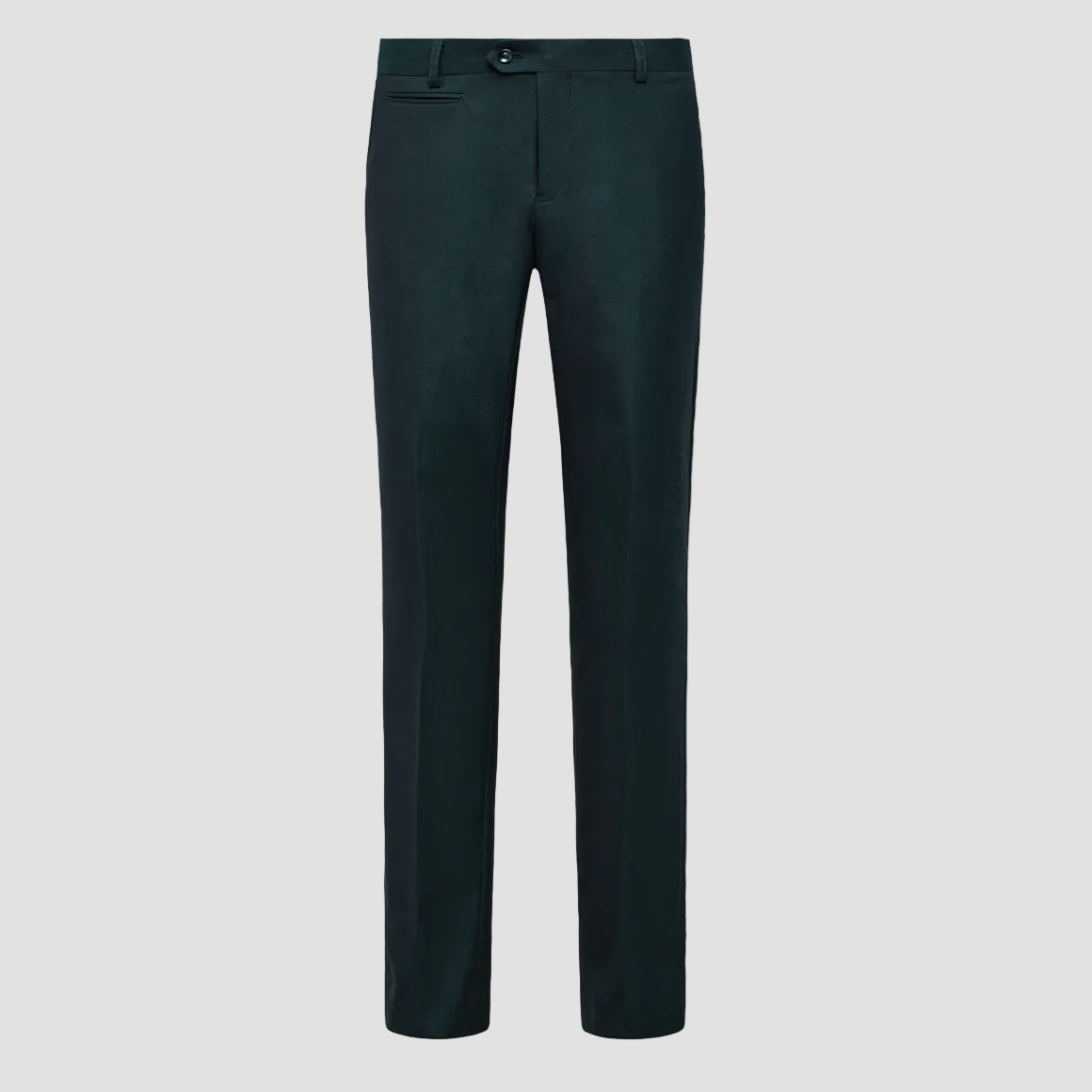 Forest green men's merino wool travel trouser by Savile Row.