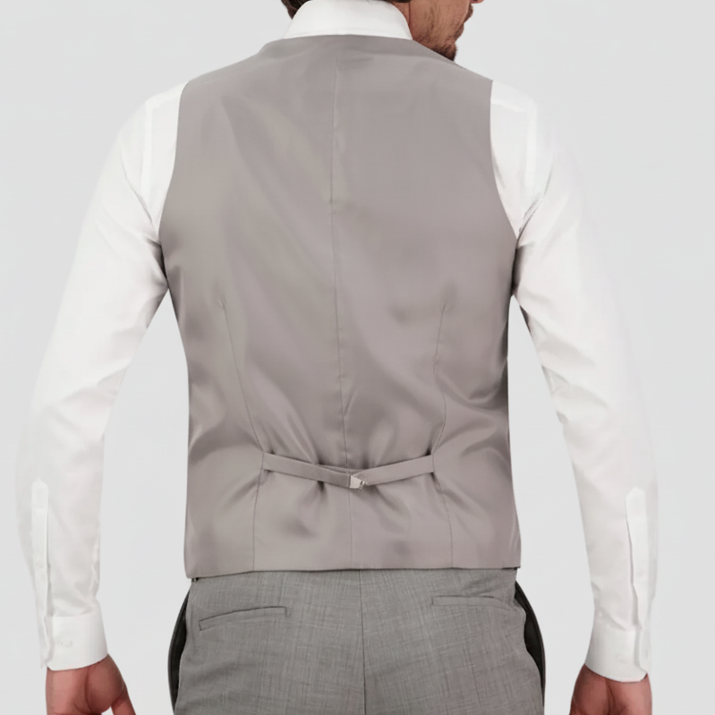 The Saul Suit Vest by Savile Row - A Tailored Fit Chrome Grey Vest with Adjustable Tab.