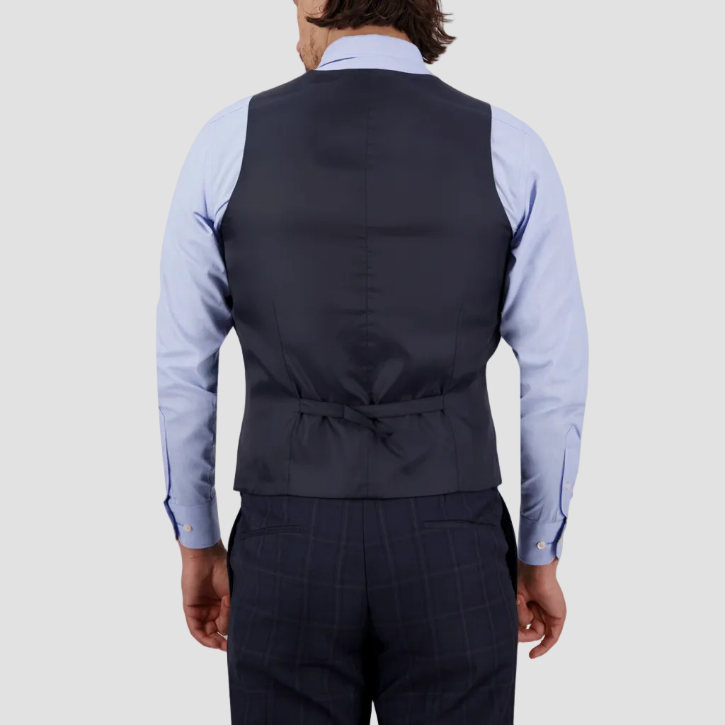 Savile Row Tailored Fit Mens Saul Signature Vest in Midnight Australian Merino Wool
