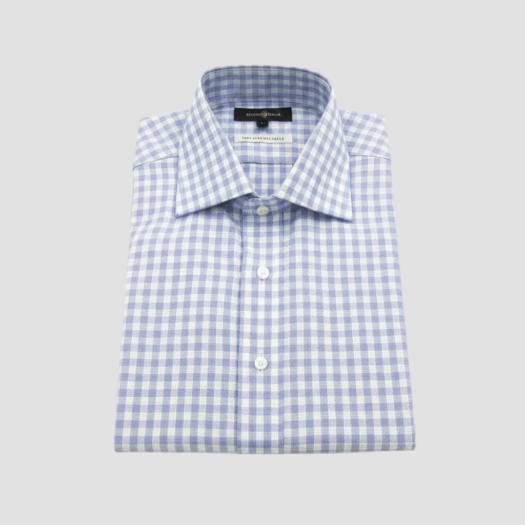 blue and white check studio italia shirt
