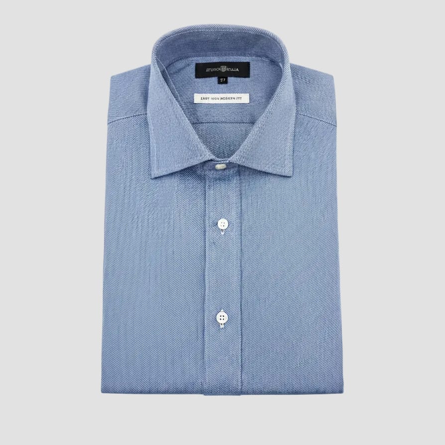 Blue diagonal striped shirt