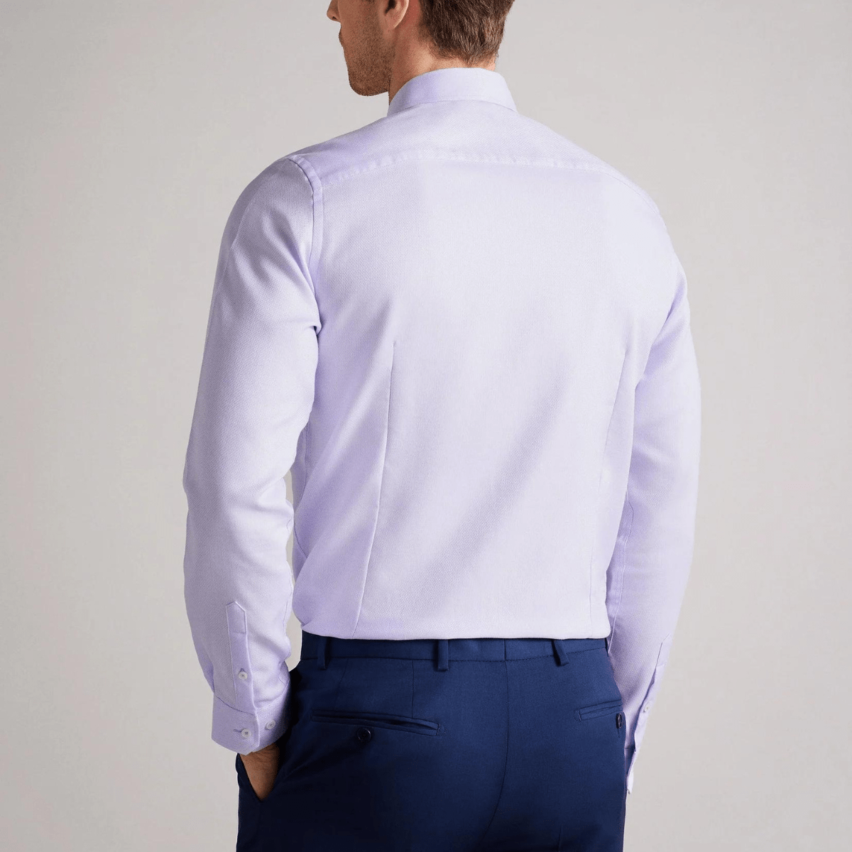 Back details of the Ted Baker Daltross Shirt in Lilac Pure Cotton