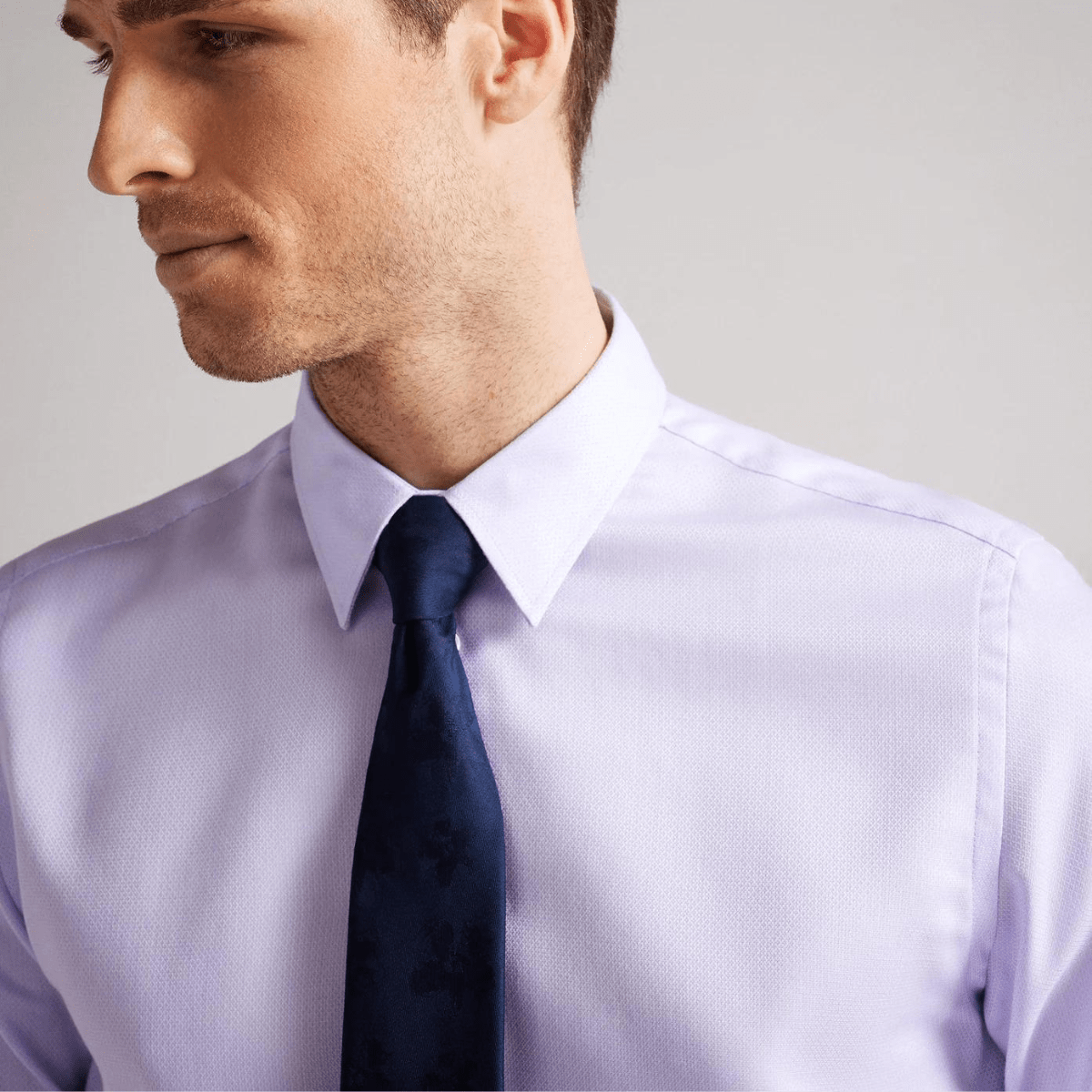 Front view of the Ted Baker Daltross Shirt in Lilac Pure Cotton