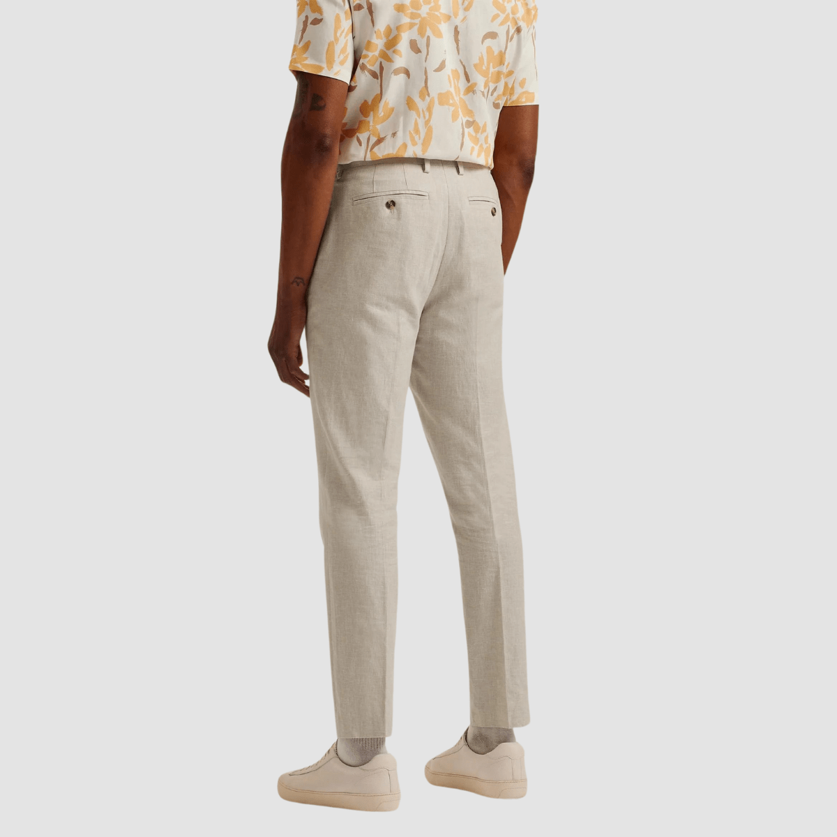 Ted Baker Mens Slim Fit Damaskt Suit in Natural Cotton Linen Blend