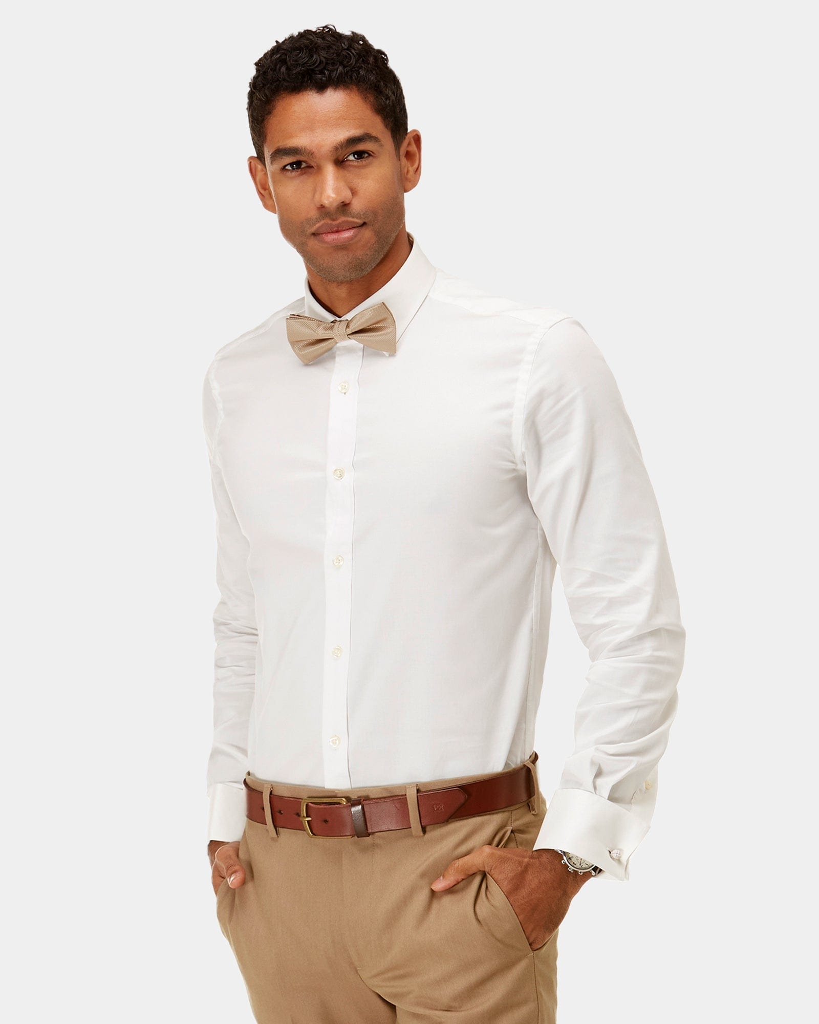 brooksfield mens groomsmen shirts in white cream BFC882