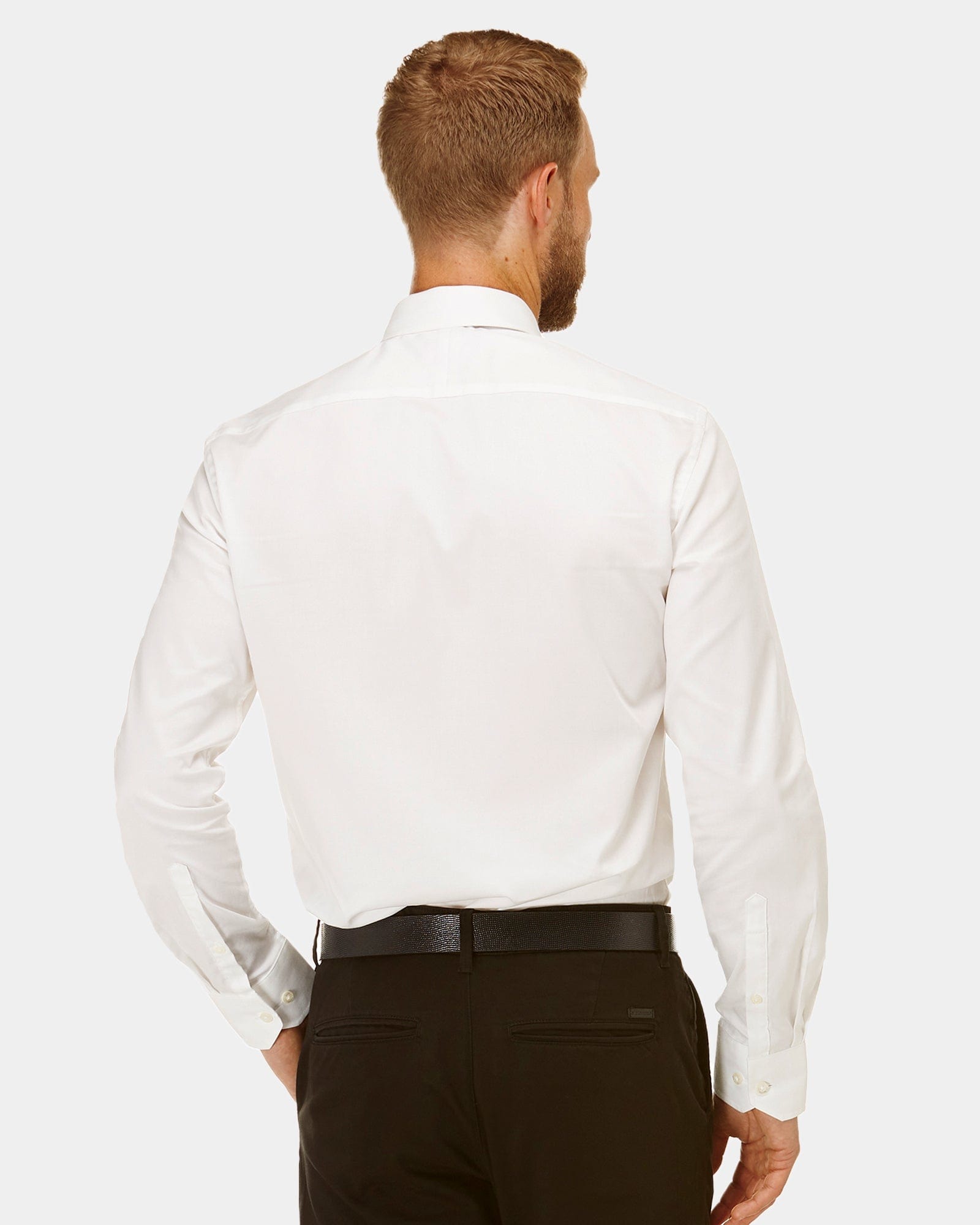 back view of the brooksfield mens occasion shirt in cream