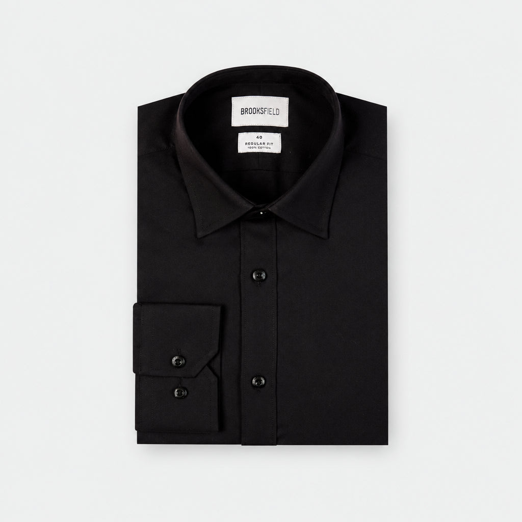 mens classic fit staple business shirt in black by brooksfield