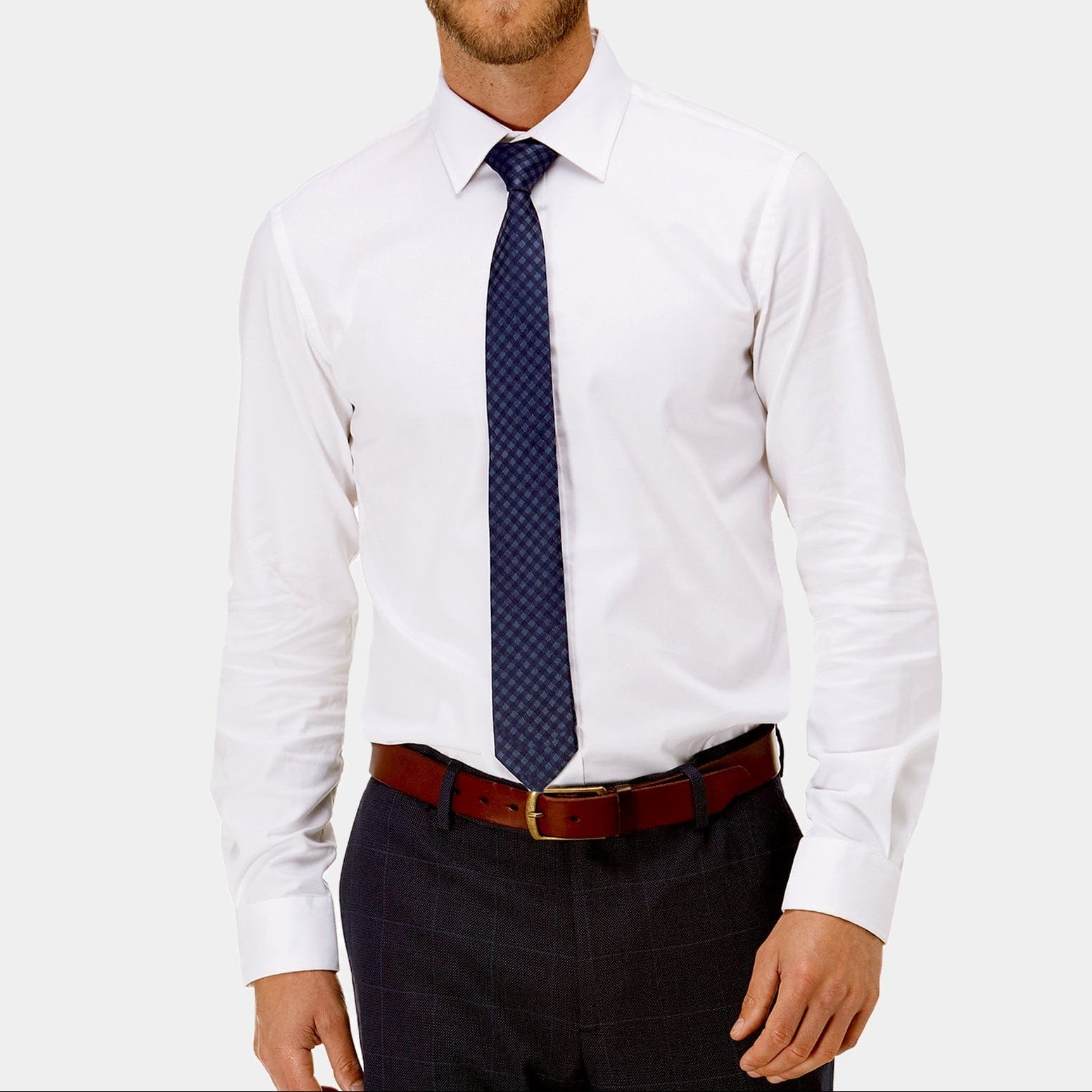brooksfield classic fit staple mens shirt in white BFC911 with grey suit pants