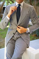 OTAA - don quixote navy textured linen tie