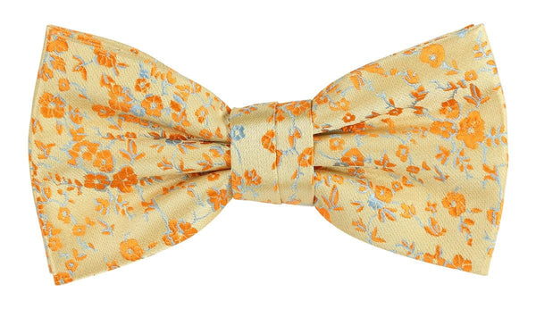 James Adelin Luxury Floral Bow Tie in Gold and Orange