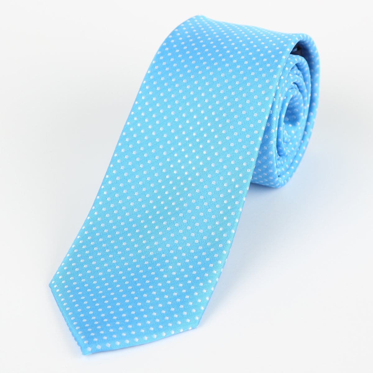 James Adelin Luxury Mini Spot Neck Tie in Turquoise and White