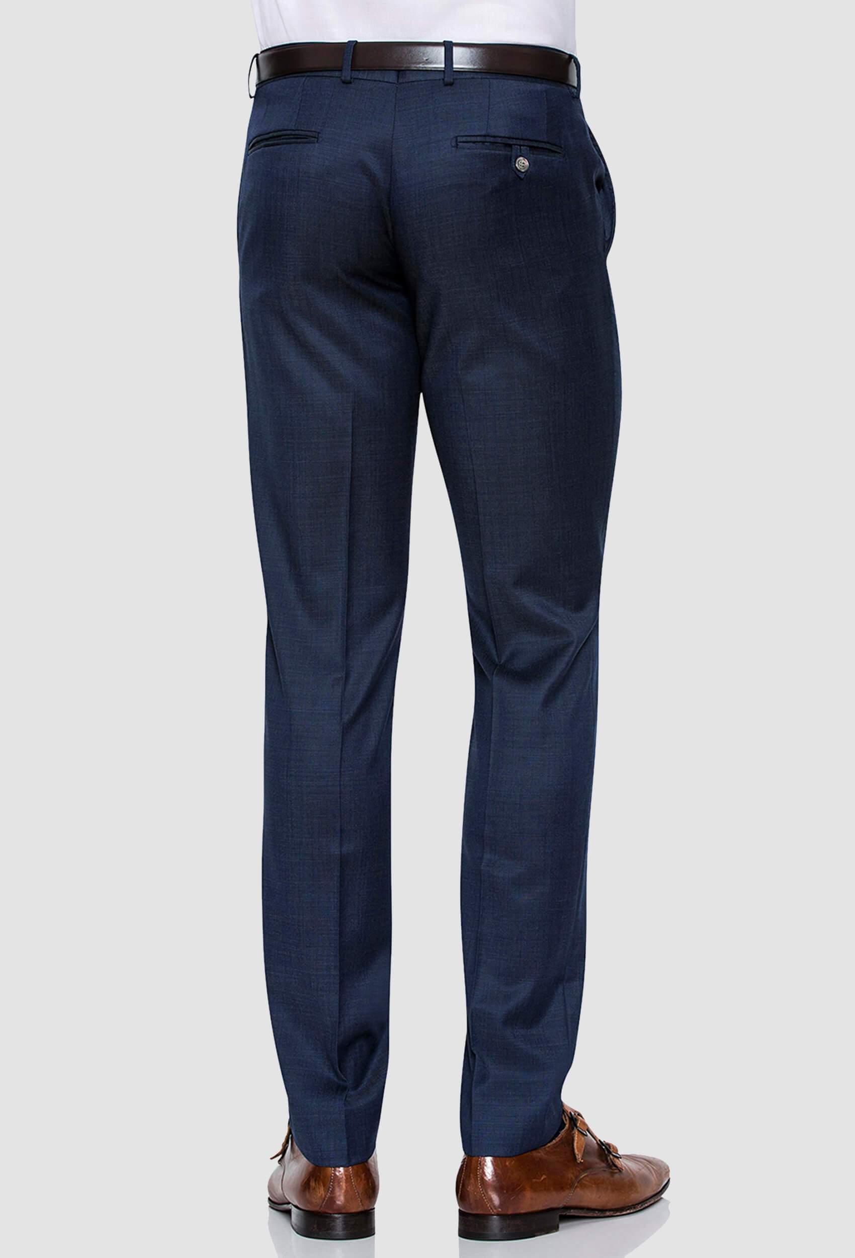 the back of the joe black mission suit trouser in a navy blue