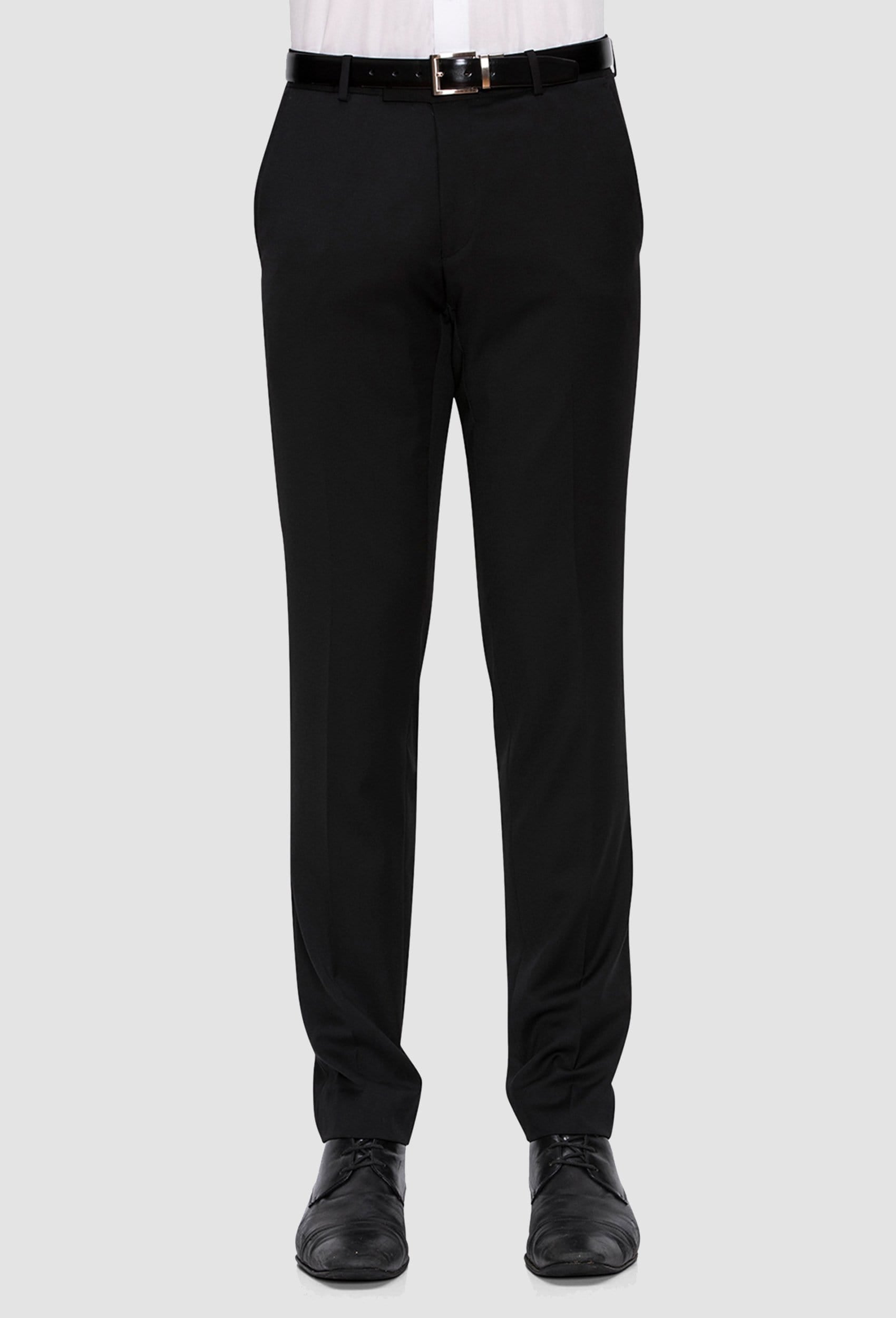 mens suit trouser by joe black - black pure wool razor trouser