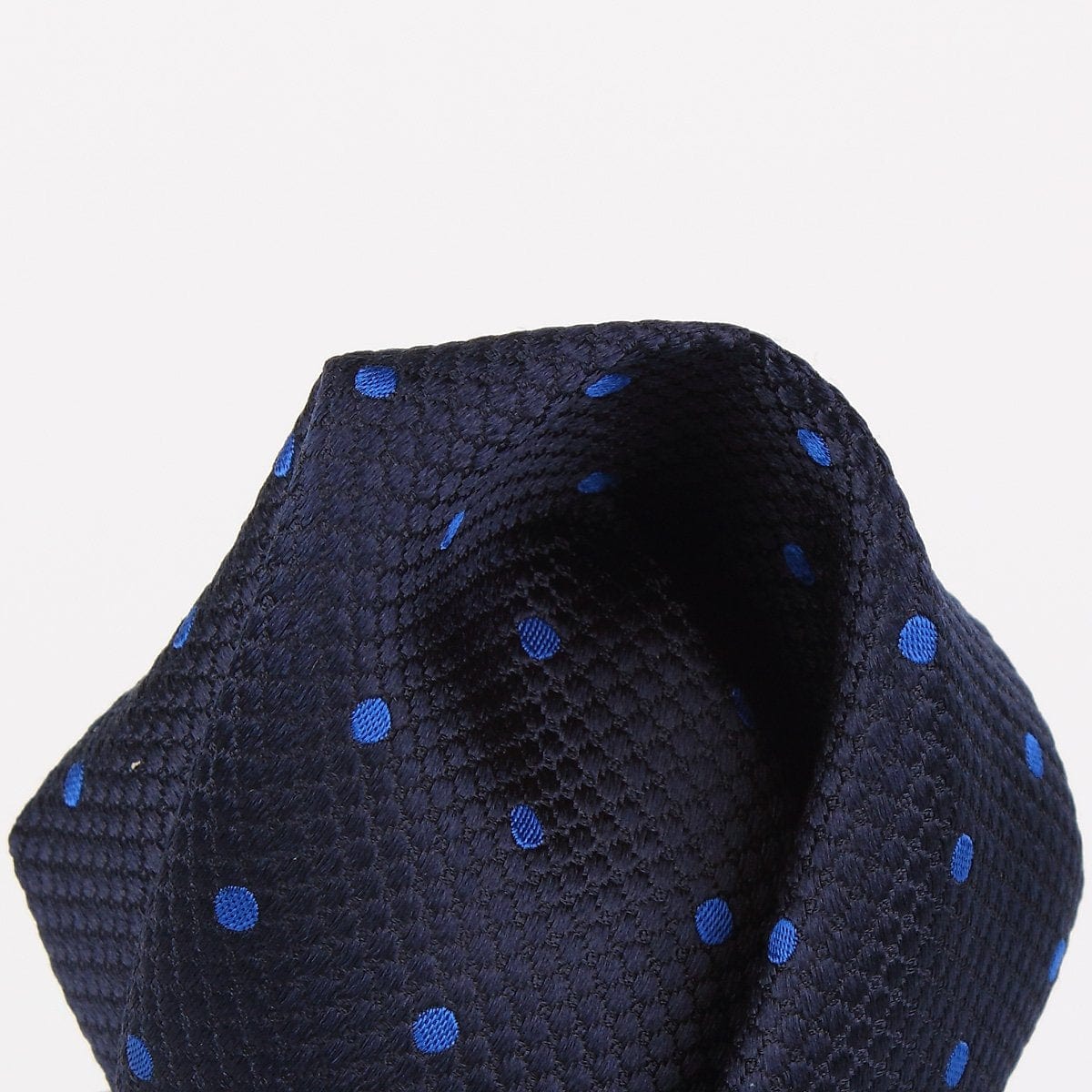 James Adelin Polka Dot Square Weave Pure Silk Pocket Square Navy and Royal