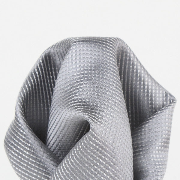 Pocket Square Pin Point Pure Silk Pocket Square Silver James Adelin