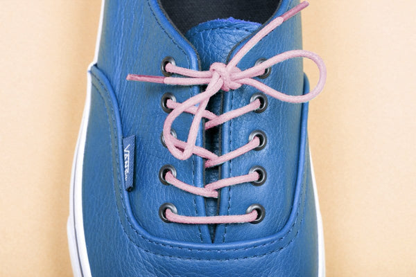 Blue vans with leather laces clearance