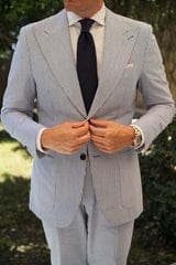 OTAA - marine dark navy blue twill linen necktie