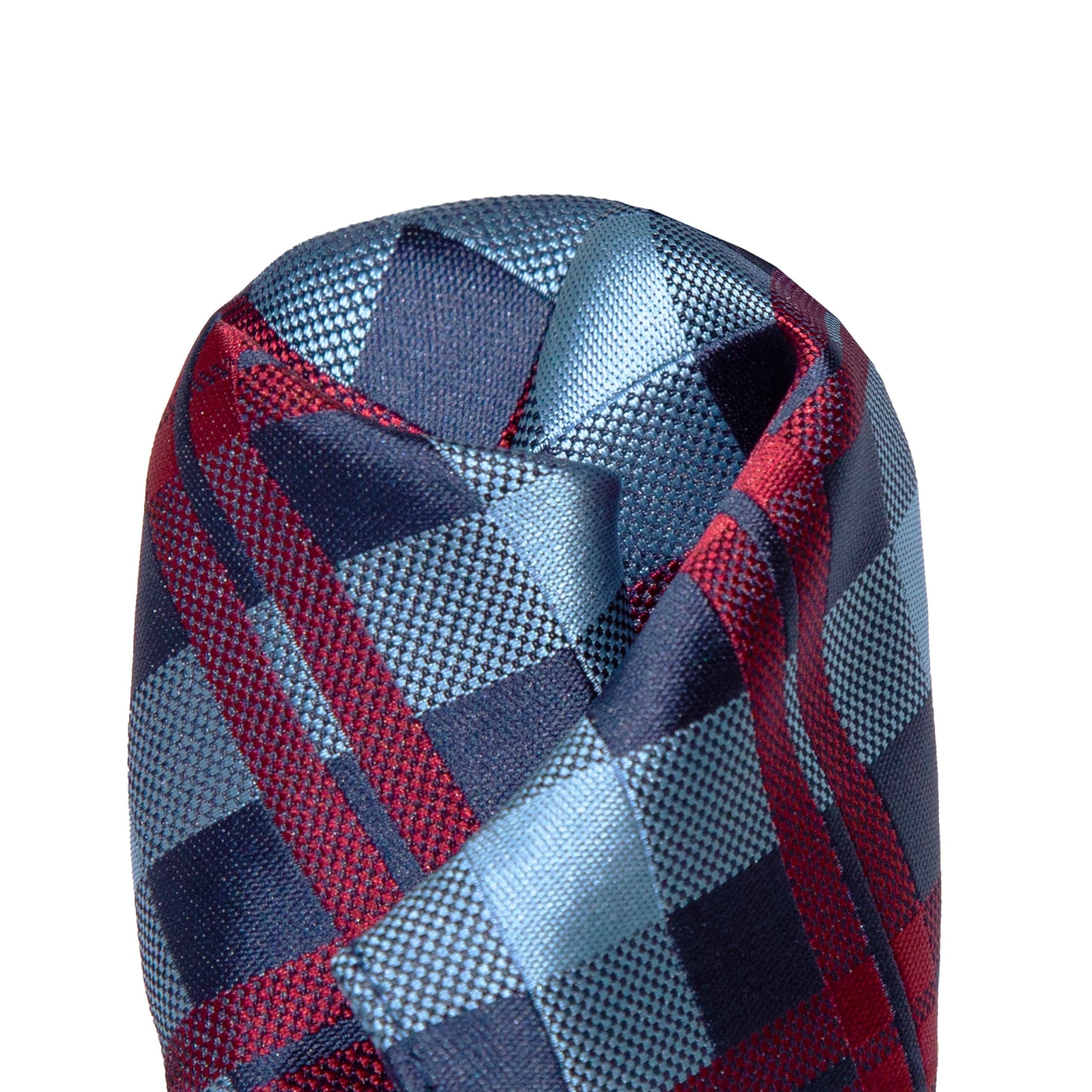 James Adelin Check Pocket Square in Navy, Blue and Burgundy