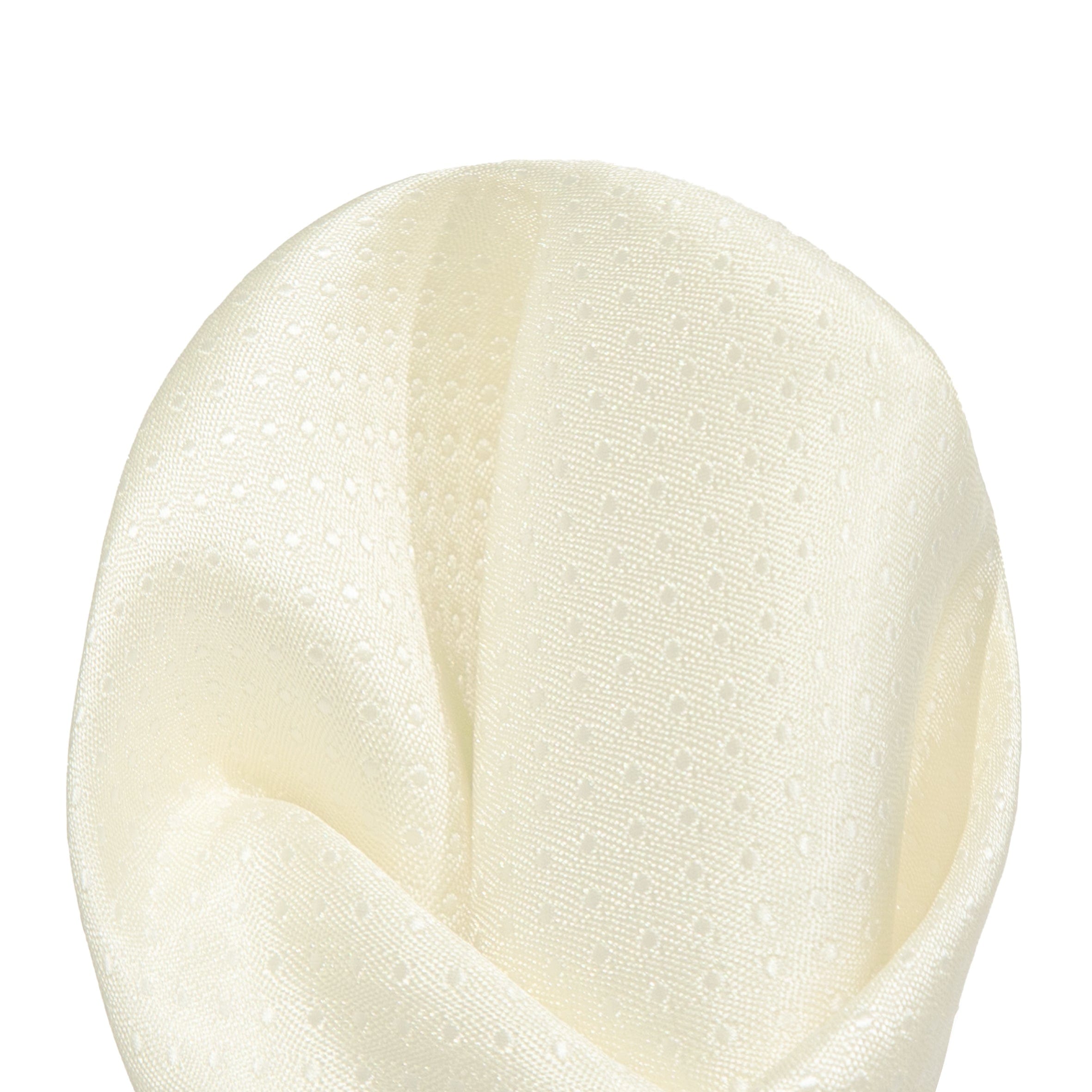 James Adelin Luxury Mini Spot Pocket Square in Ivory and White