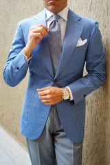 OTAA - navy blue linen chambray necktie