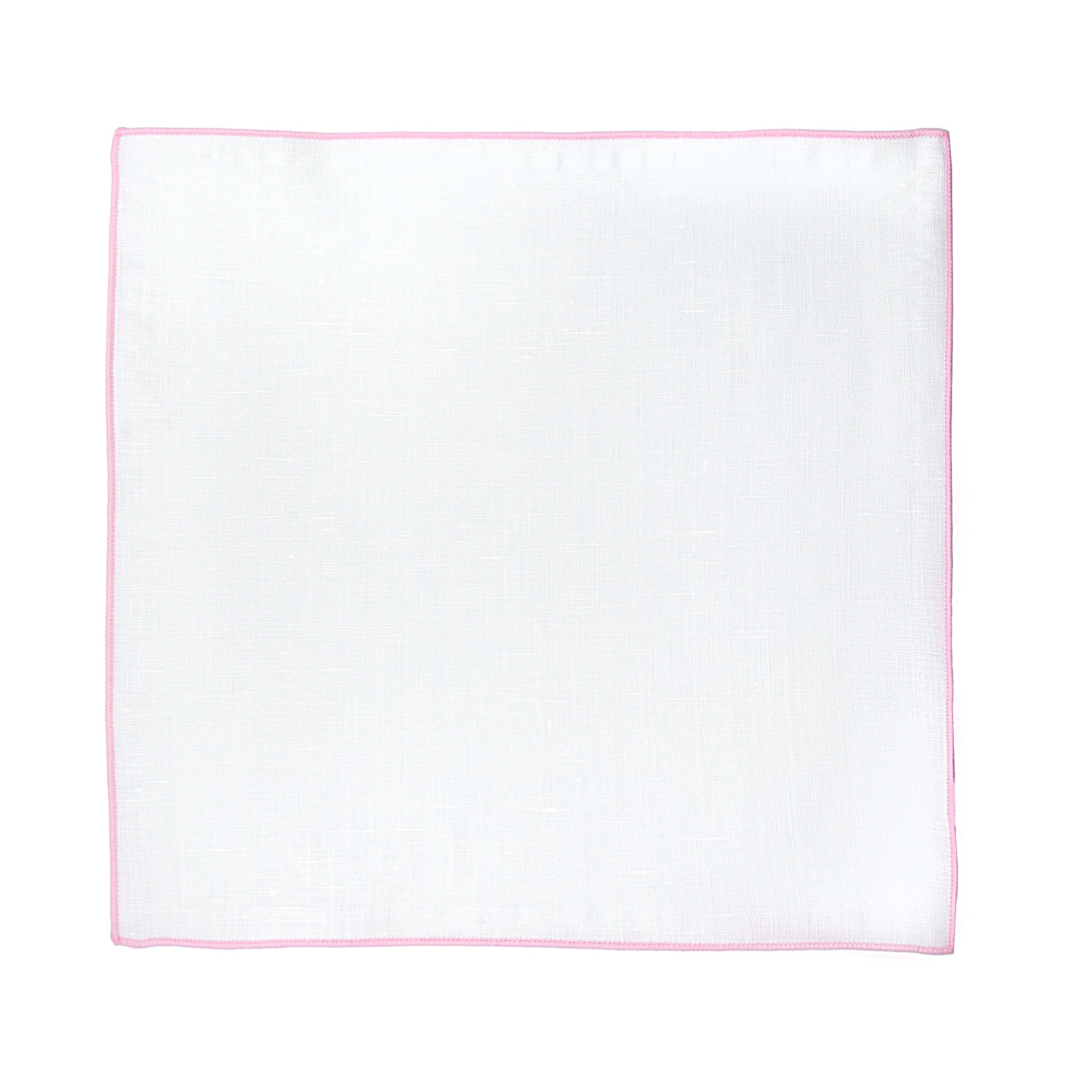 James Adelin Luxury Soft Pink Coloured Border Pure Linen Weave Pocket Square