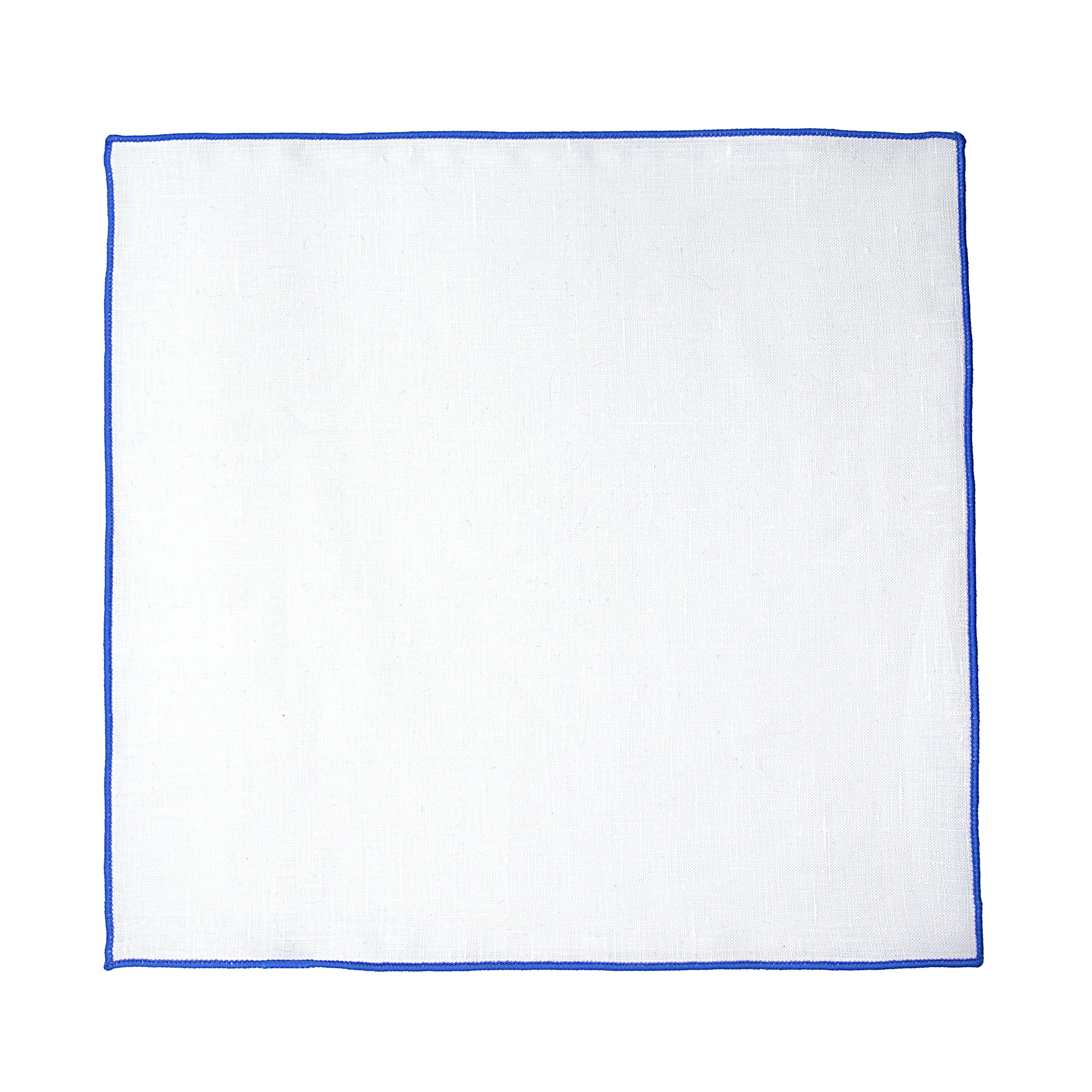 James Adelin Luxury Mid Blue Coloured Border Pure Linen Weave Pocket Square