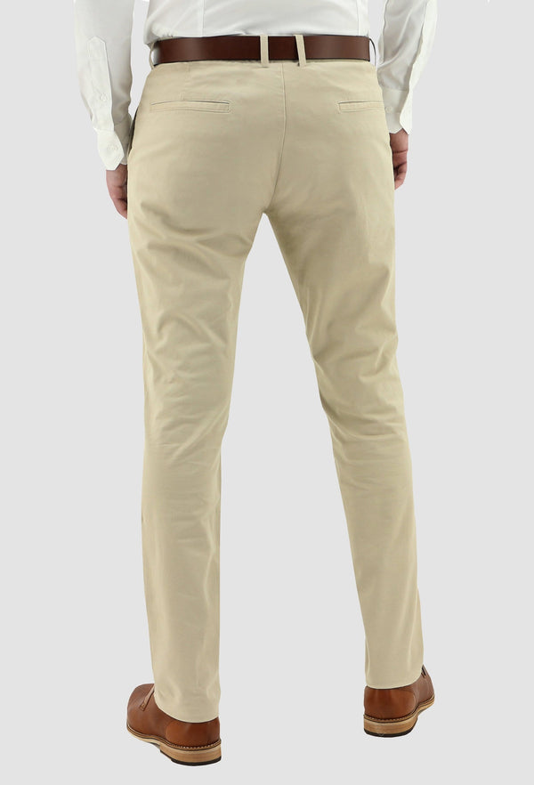 the back view of the the daniel hechter slim fit chino in sand DH490-27 showing the pocket details
