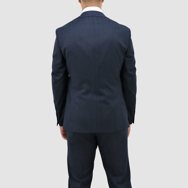 slim fit daniel hechter michel suit in blue pure wool DH101-12 back view