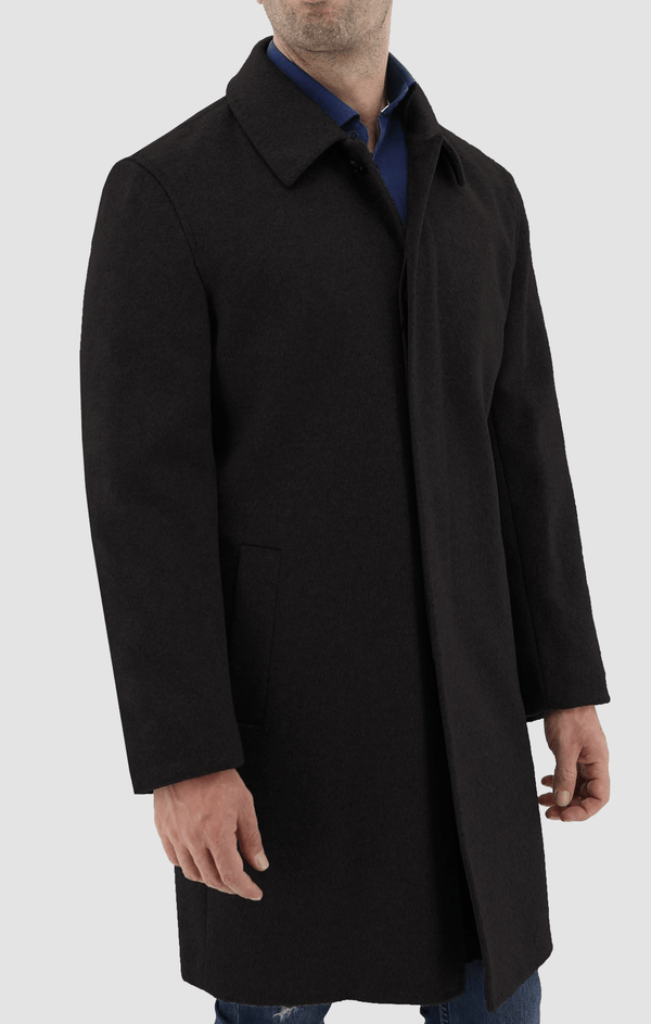 the front view of the daniel hechter slim fit carvell mens coat in black W20DH817C-01