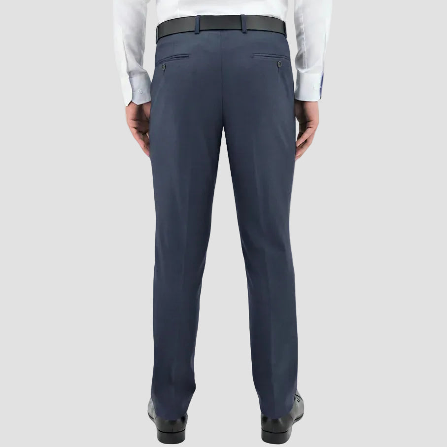 Men’s Lyon blue trousers by Boston, crafted in Australian merino wool with a comfort‑fit leg and clean profile.