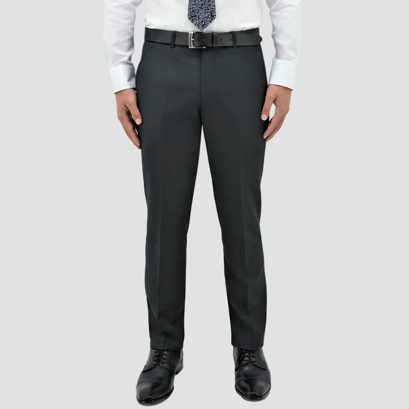 Men’s Lyon charcoal trousers by Boston, crafted in Australian merino wool with a comfort‑fit leg and clean profile.