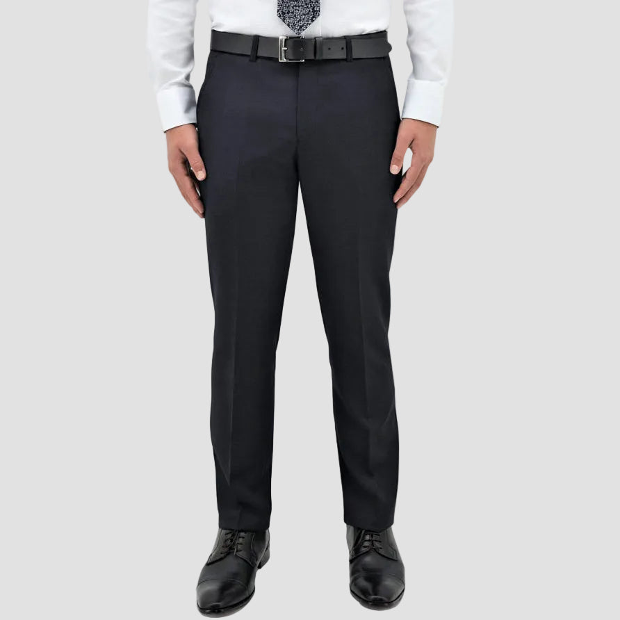 Men’s Lyon navy trousers by Boston, crafted in Australian merino wool with a comfort‑fit leg and clean profile.