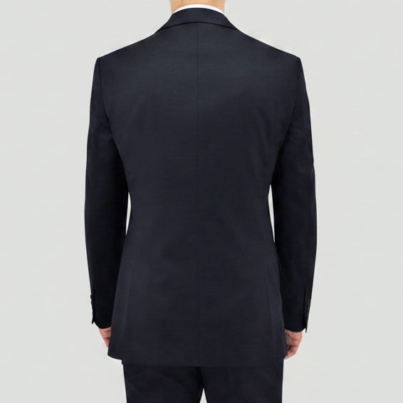Boston’s Michel navy comfort‑fit suit with notch lapel, flap pockets and straight‑leg trousers.