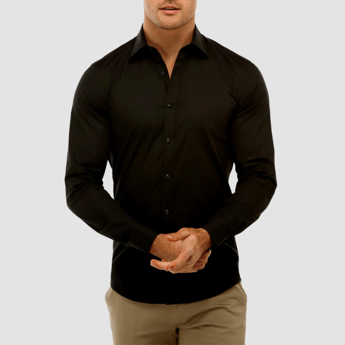 brooksfield mens black shirt in a slim fit