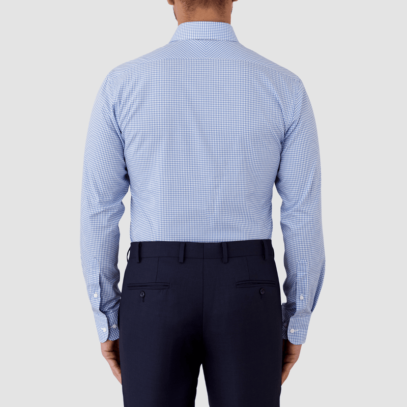 the back view of the blue check mens shirt by cambridge FCP248