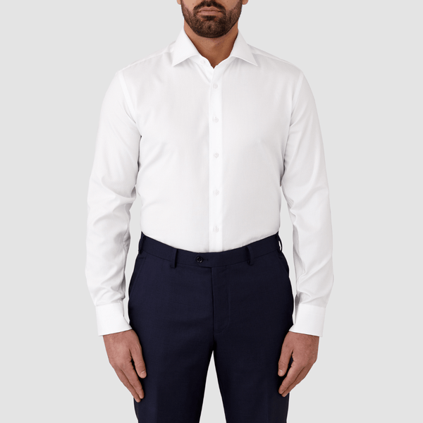 mens cambridge bentleigh shirt in white with eight button front