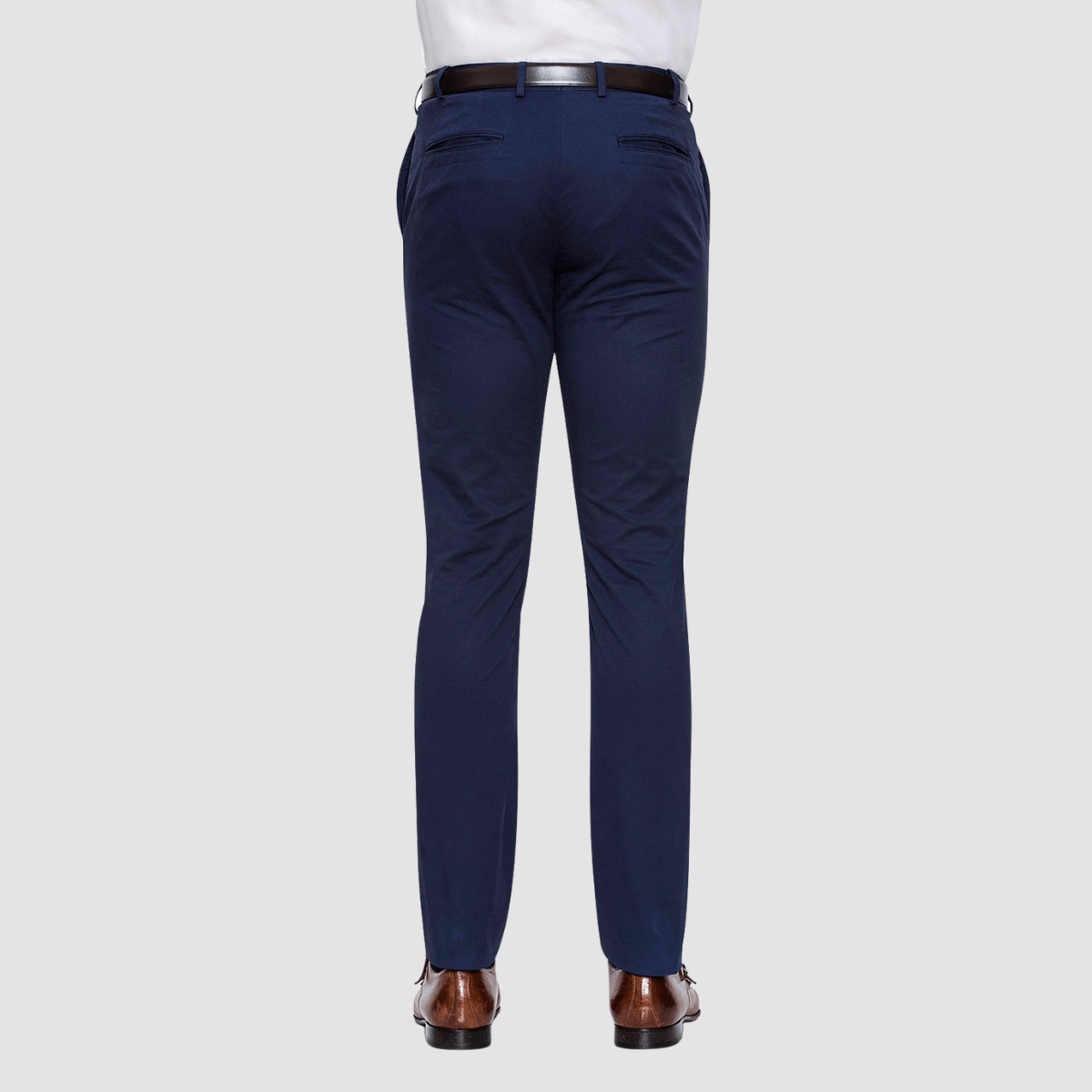 slim fit mens chino pant with brown leather shoes and white shirt