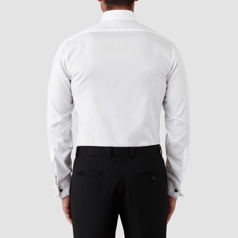 Cambridge classic fit kent tuxedo shirt in white pure cotton