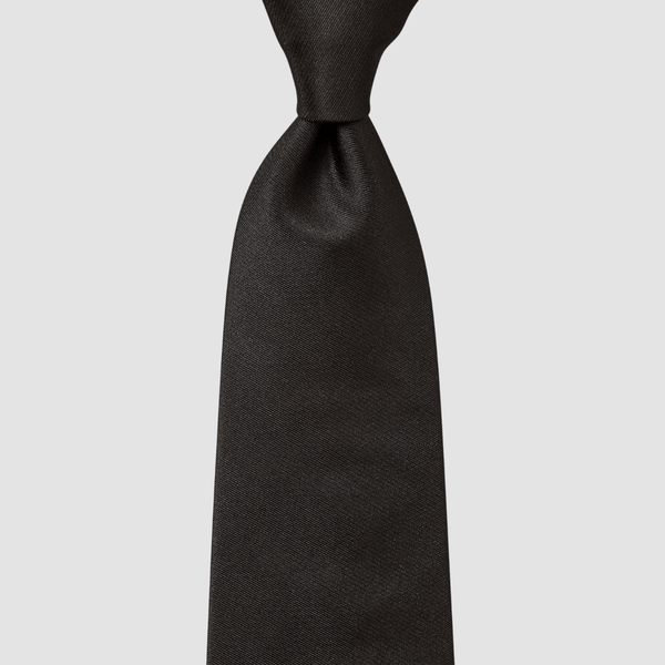 mens long neck tie in black satin finish 