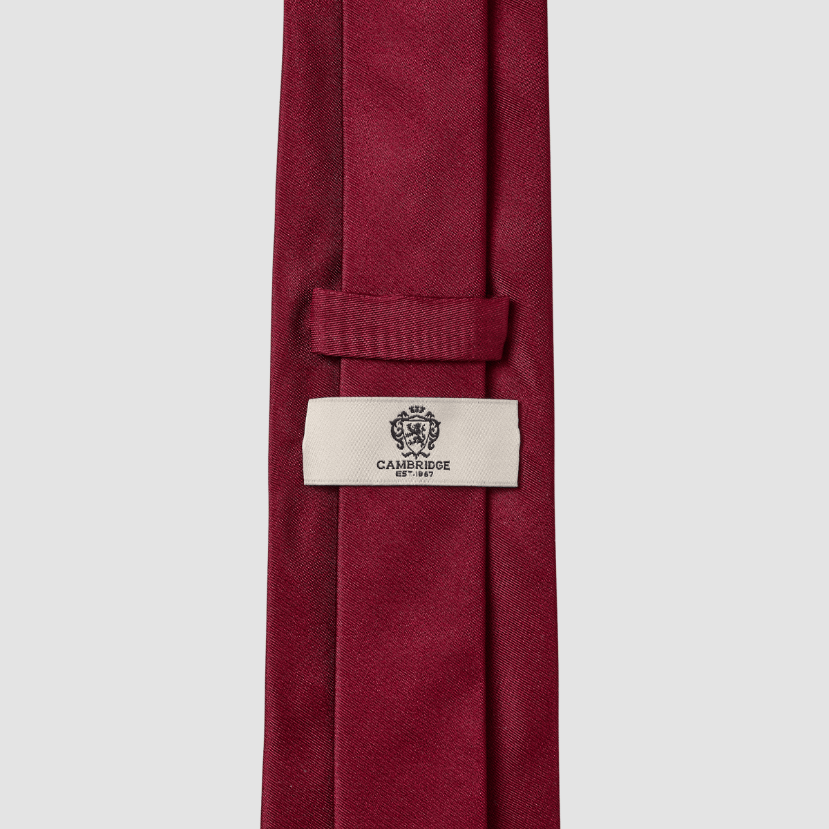 the back of the cambridge mens red neck tie