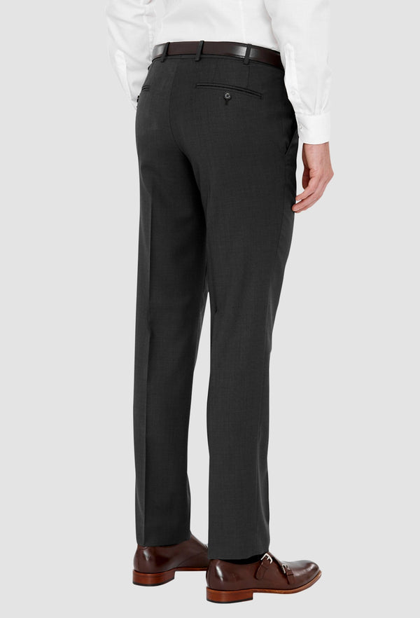 a reverse view of the cambridge mens  jett suit trouser in charcoal F2042 including the side and rear pocket detail