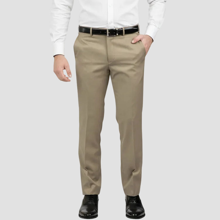 a front view of the classic fit mens jett trouser in camel FCG283