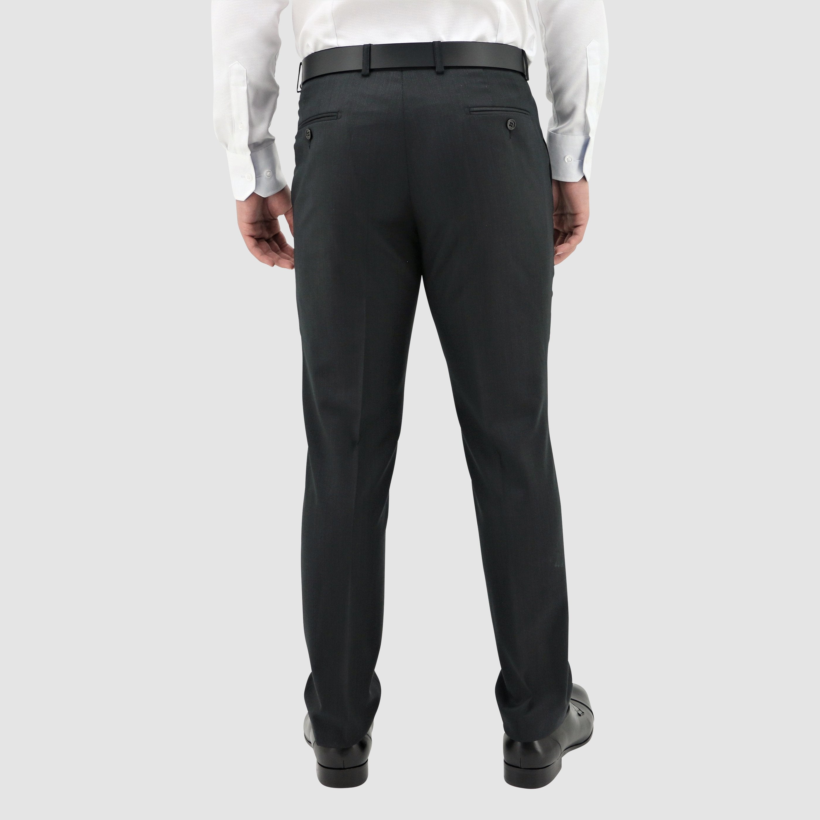 A black Lyon classic fit Merino wool trouser by Daniel Hechter.