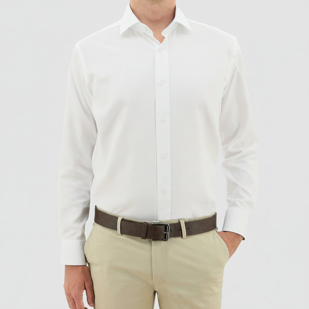 Men's Slim Fit Liberty Business Shirt in White Texture by Daniel Hechter