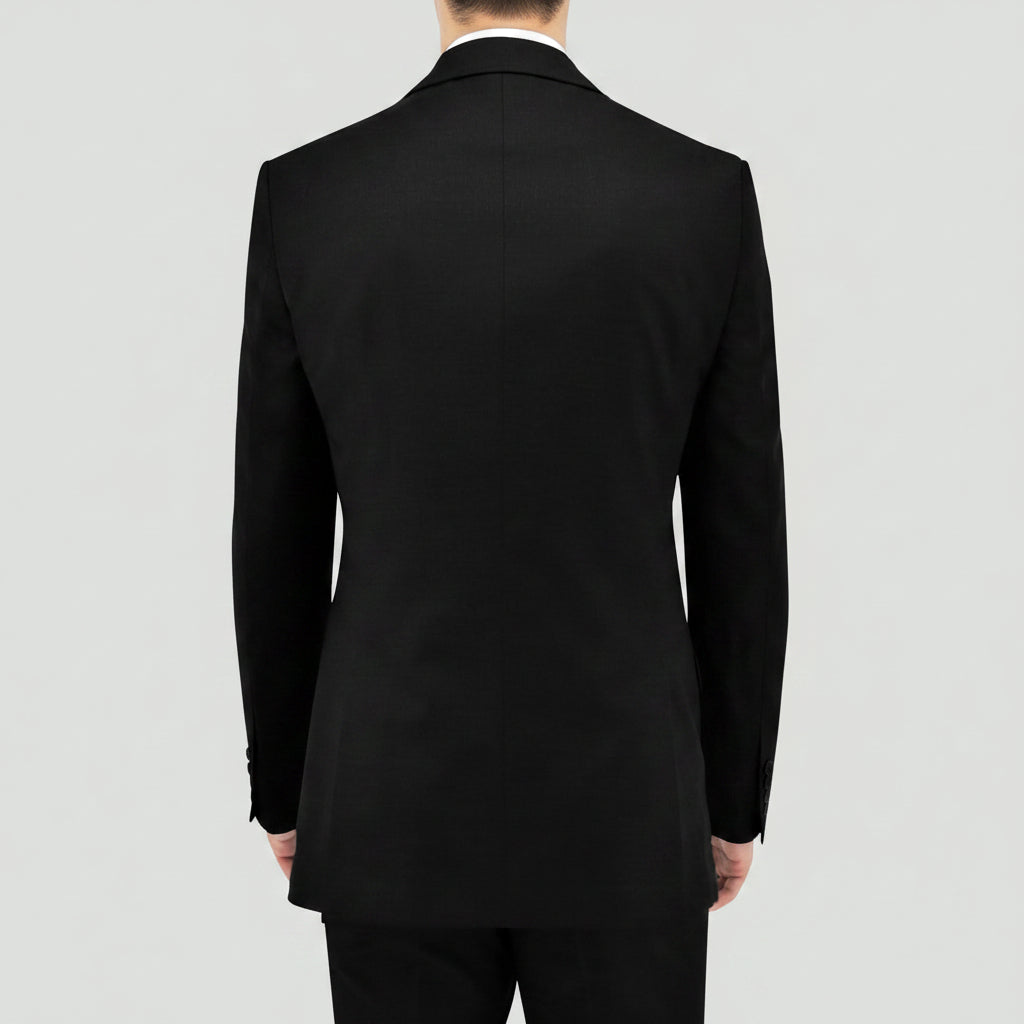 Daniel Hechter slim fit shape suit in black Australian merino wool.