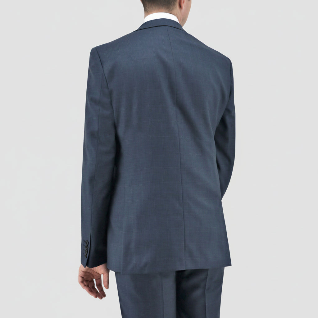 Daniel Hechter's blue check Shape slim fit Merino wool suit